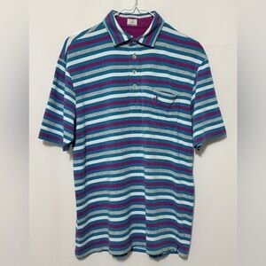 Johnnie-O Hangin Out Pocket Polo Shirt Dalton Stripe Tahiti Men’s Small